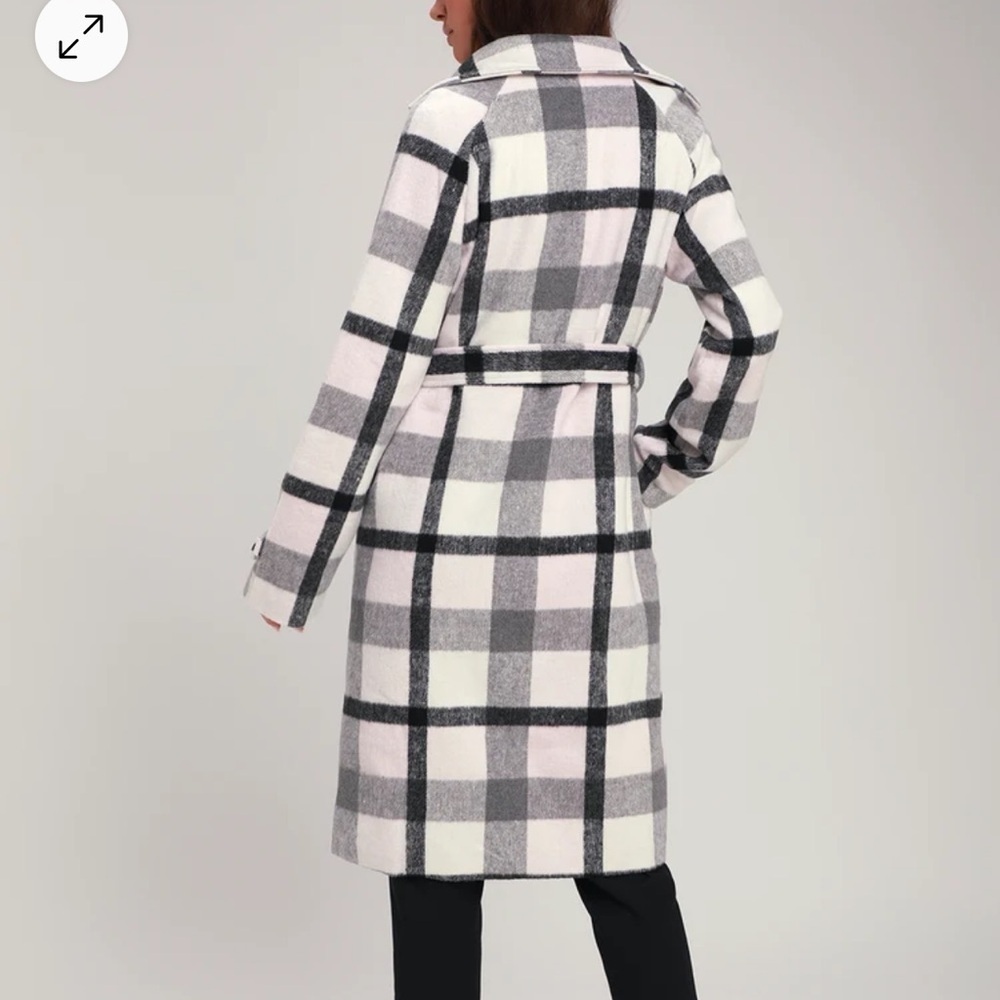 Lulus Fond of You Black & White Plaid Coat โ Size M - Picture 3 of 11